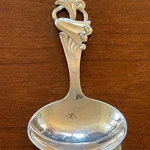 Vintage Th. Marthinsen Silver Norway Bonbon or Jam Spoon, 830 silver, Blue Bell Pattern