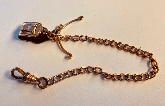 Antique Victorian Pocket Watch Chain Rose Gold Fi… - image 6