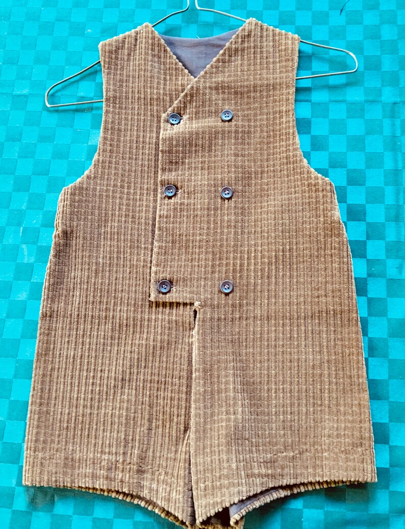 Vintage 1970s Boys Brown Corduroy Romper Shorts Overall Two Etsy