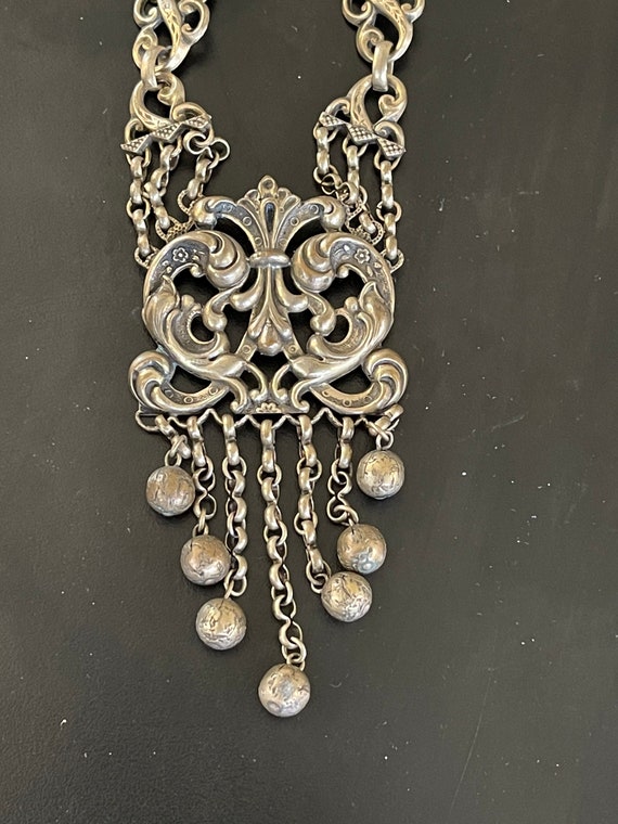 Vintage Brass Tone Gothic Statement Necklace Great Look Historic