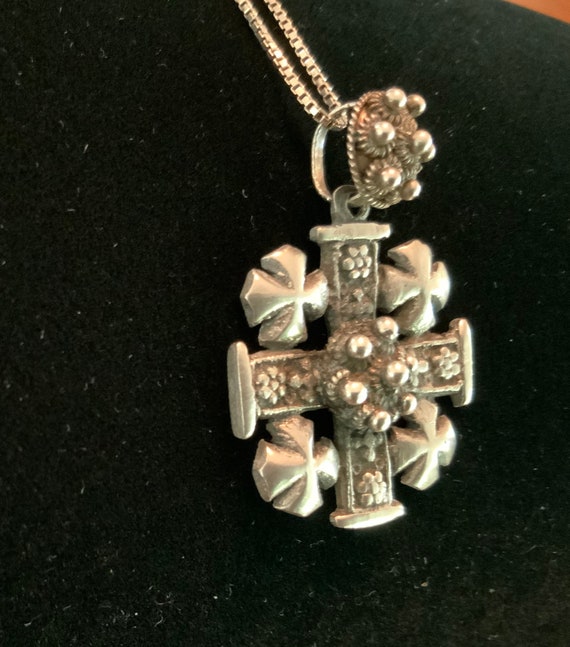 Antique Silver Pilgrim’s Cross Antique pendant on… - image 1