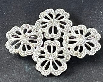 Sweet Old Art Nouveau Sterling Silver and Marcasite Floral Pin