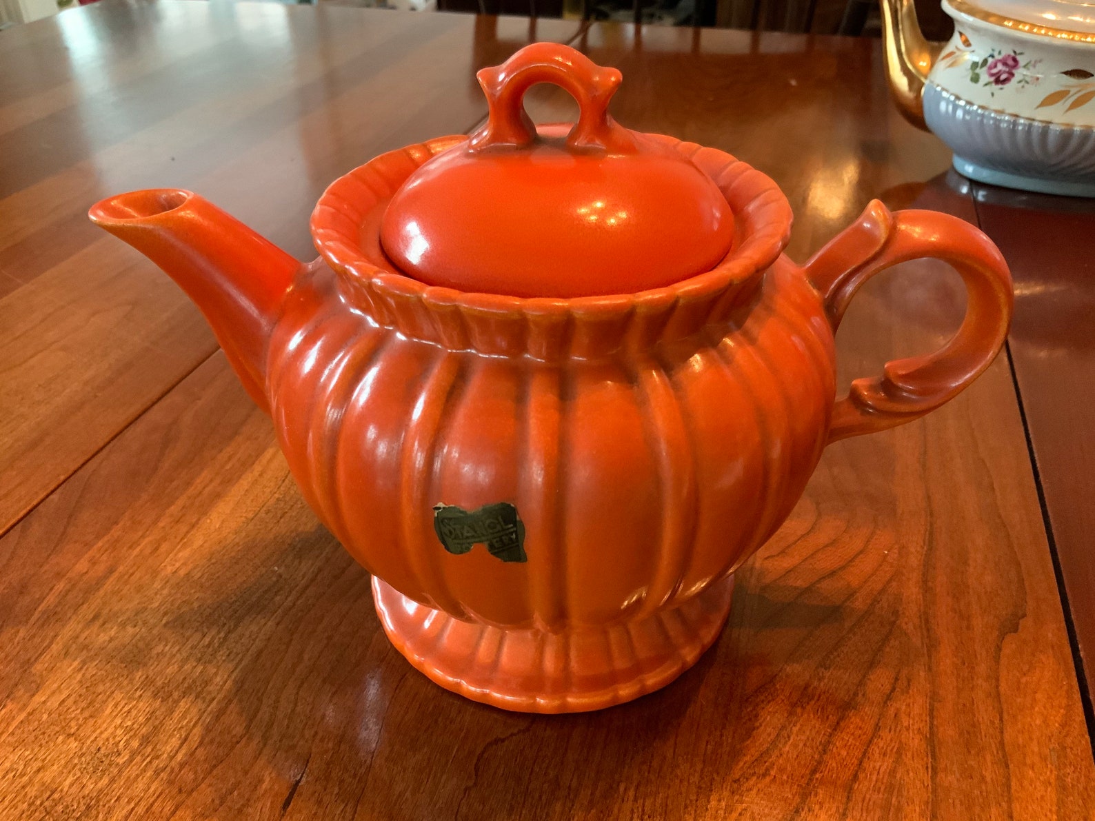 STANGL Colonial Tangerine Orange Teapot Vintage Pottery Teapot Etsy UK