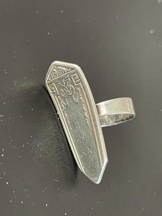 Vintage 1930s Spoon Ring Pinkie Ring size 4.5 statement ring 1930s silverware used initial R