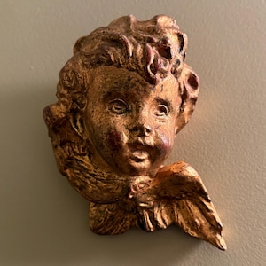 Antique Cherub Architectural Antique Wall Hanging Sweet Angel Angelic Putti Wall Accent