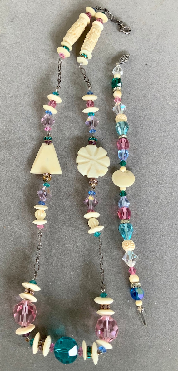 Vintage Summer Crystals!  Necklace and Bracelet Se