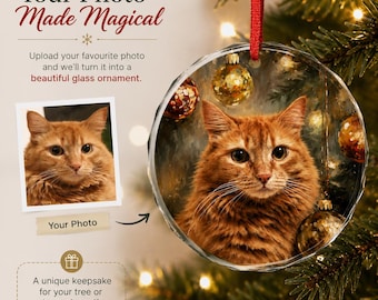 Personalised Christmas Ornament | Custom Photo Christmas Ornament Personalized Glass Bauble Pet Memorial Decoration Holiday Tree Decoration