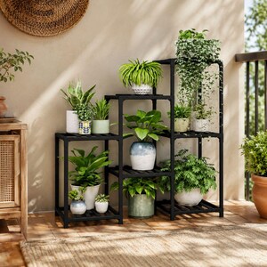 Supporto per piante a più livelli, scaffale in metallo per piante da interno ed esterno, grande porta vasi da fiori, moderno espositore per piante, supporto per fioriere da giardino
