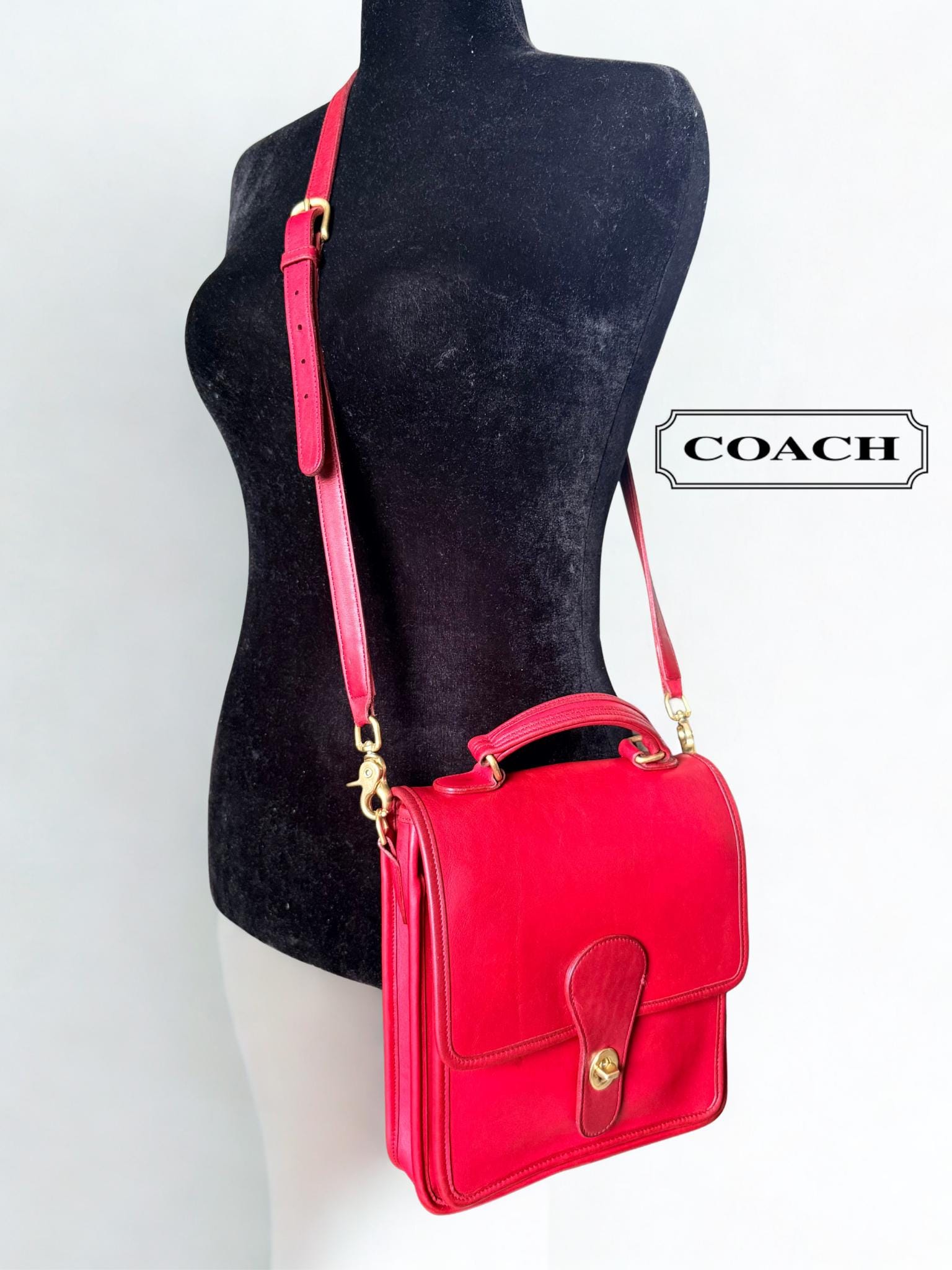 バッグ COACH Vintage Signature Red Handbag 8K05 Vintage Coach Red Crossbody - Etsy