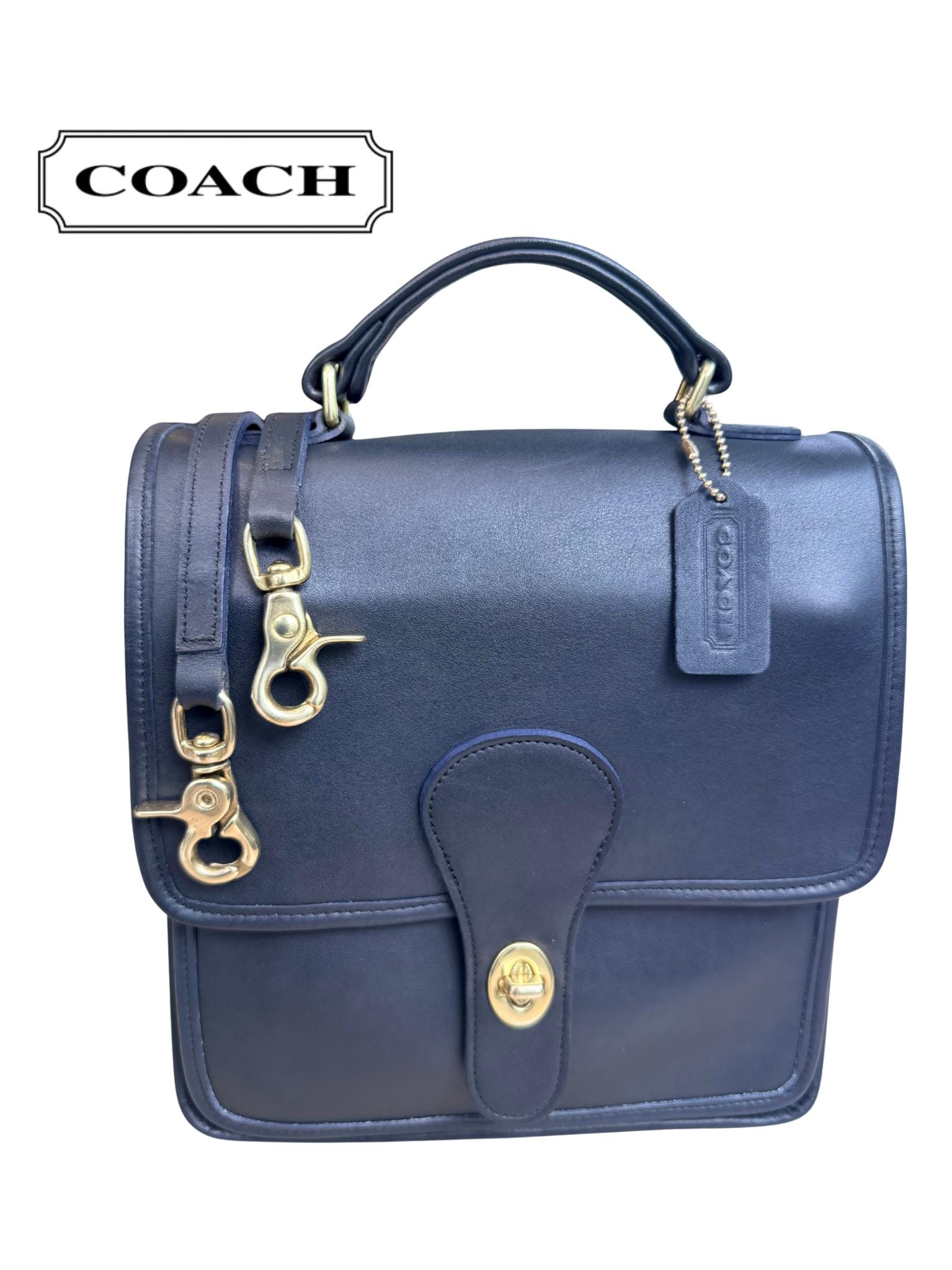 Vintage Navy Coach Handbag - Etsy