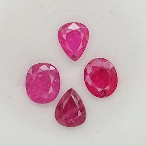 Natural Ruby parcel  | 4 Pieces Ruby gemstone | Mix shape Ruby | Faceted Loose Gemstones | Fine Quality Ruby | Ruby lot