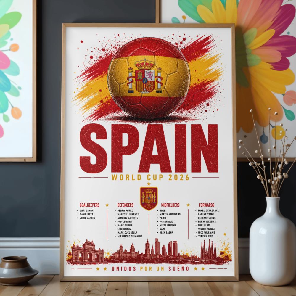 Discover Spain World Cup 2026 Poster, Spain Football Team Print, World Cup Wall Art, Spain Soccer Poster, Football Fan Gift