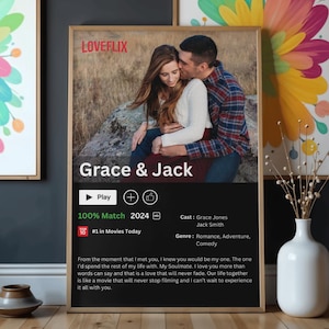 Personalised Netflix Poster, Custom Couple Gift, Anniversary Gift Relationship, Custom Photo Print, Relationship Poster, Wedding, Birthday