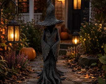 Halloween Witch Statue, Gothic Garden Decor, Resin Witch Figurine, Spooky Porch Decoration, Outdoor Halloween Statue, Witchy Yard Art