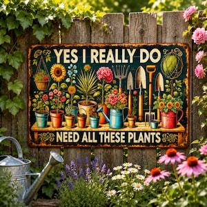 Funny Plant Lover Metal Sign, Vintage Garden Wall Decor for Greenhouse and Potting Shed, Gift for Gardeners