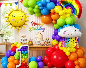Rainbow Balloon Garland Kit, Sun Cloud Birthday Decor