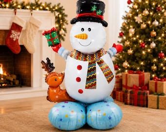 Globo gigante de Navidad de pie, muñeco de nieve, Papá Noel y renos para decoración de fiestas