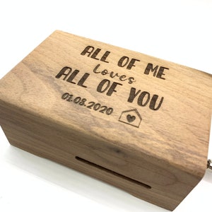 Personalized All of Me Music Box: Engraved Anniversary Gift with Custom Melody for Weddings