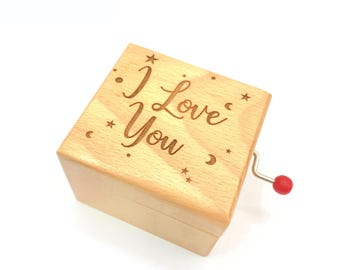 Personalized Engraved Hand-Cranked Music Box with Custom Song - Romantic Gift for Lovers