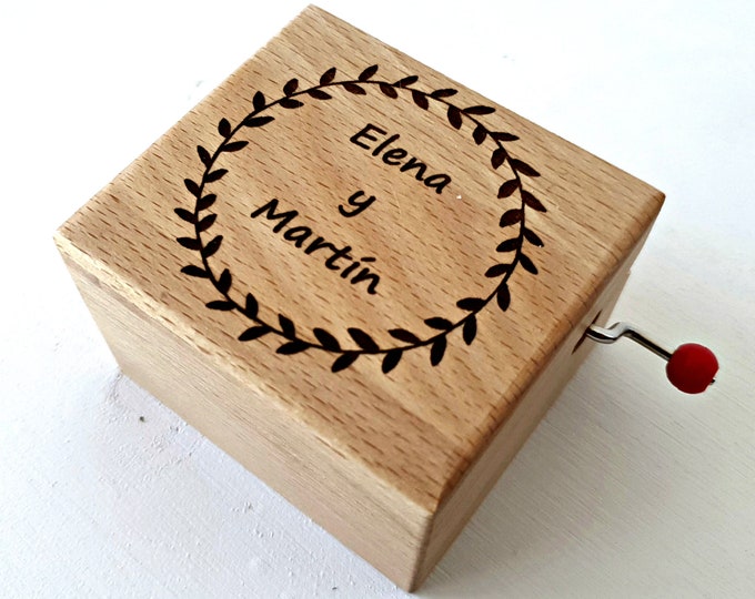 Get two names engraved in this little music box. Choose a song from the list.