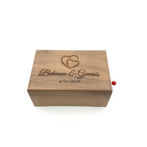 Personalized Wooden Music Box – Hand-Cranked 18-Note Mechanism – 70+ Song Choices – Custom Engraved Gift for Anniversary, Wedding, Birthday