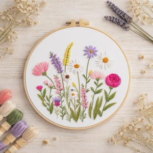 Floral Embroidery Kit DIY – Hand Embroidery for Beginners