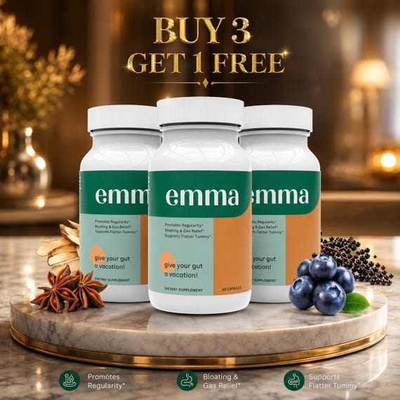 Emma Gut Health Supplement 3 Pack | 180 Capsules | Digestive Wellness & Daily Gut Support