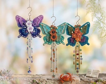 Wind Chime Pattern, Crochet Butterfly Wall Hanging PDF Tutorial