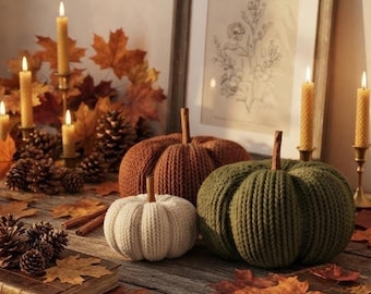 Patrón de calabaza a crochet, 3 tamaños / PDF con aspecto de punto grueso (descarga instantánea)