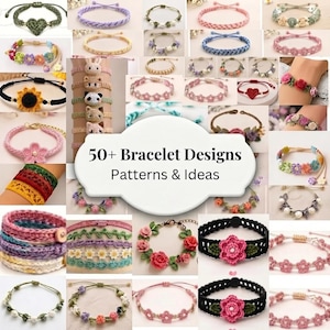 Crochet Bracelet Pattern Bundle | 50+ Jewelry Designs, Instant PDF Download