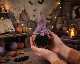 Patrón de ganchillo de gnomo calabaza en PDF, amigurumi de Halloween (descarga instantánea)