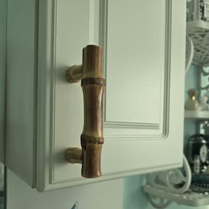 Real Bamboo Wood Bath/Kitchen Cabinet/Drawer Pull/Knob Large HD