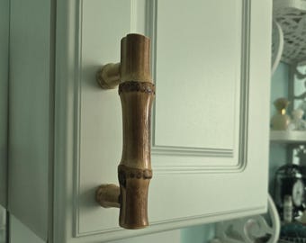 Real Bamboo Wood Bath/Kitchen Cabinet/Drawer Pull/Knob Large HD