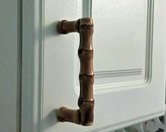 Bamboo Wood Drawer Pull Real Bamboo Root- Tropical Tiki Island Decor