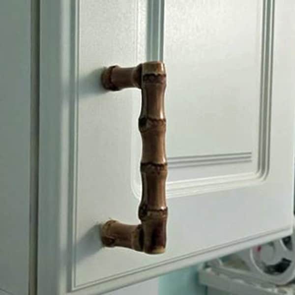 Poignée de tiroir en bois de bambou Véritable racine de bambou - Décoration tropicale de l'île Tiki