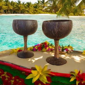 Real Coconut Shell Wine Glasses- So Unique and Eco-Friendly Gift Idea- Set of 2