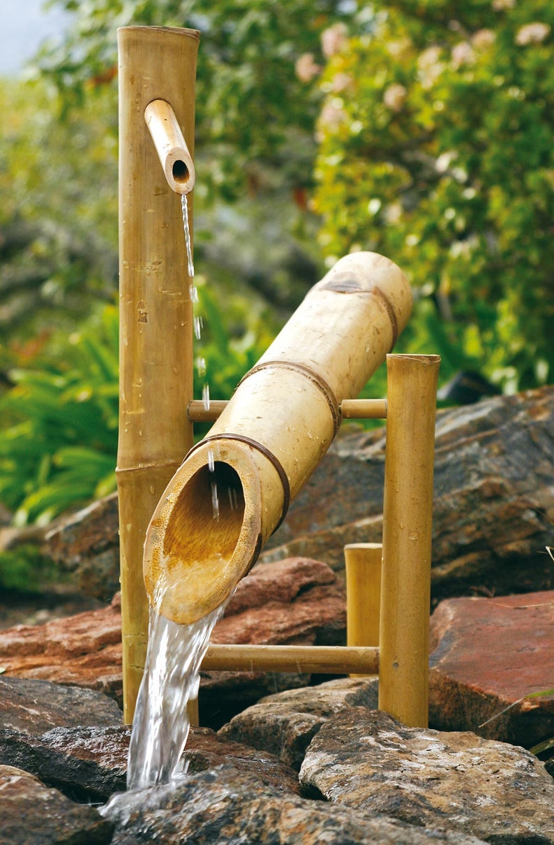 Bamboo Rocking Water Garden Fountain 12 Beautifully Etsy