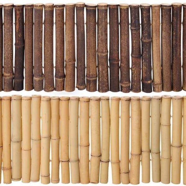 Black or Natural Bamboo Garden Border Edging "Even Style" 12" Tall x 6' Long