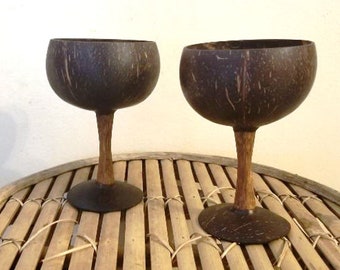 Real Coconut Shell Wine Glasses- So Unique and Eco-Friendly Gift Idea- Set of 2