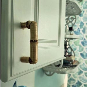Real Bamboo Wood Drawer Pulls- Approximately 3&quot; Long- Light Duty Application- Sold in sets of 2