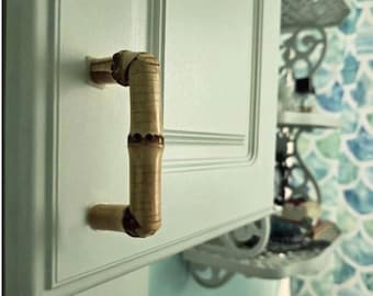 Real Bamboo Wood Drawer Pulls- Approximately 3&quot; Long- Light Duty Application- Sold in sets of 2