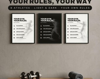 Personalized Gym Poster, Gym Rules, Custom Motivational Wall Art, Home Gym Decor, Fitness Gift for Lifter Runner Coach Athlete
