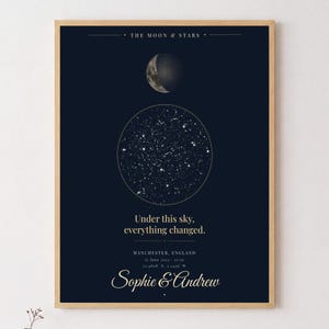 Custom Star Map Print, Personalized Night Sky, Moon Phase, Anniversary Keepsake (Digital File)