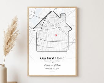 Custom Map Print, Coordinates Wall Art, Personalized Anniversary Wedding Housewarming Gift, Street Map Poster, Minimalist Home Decor