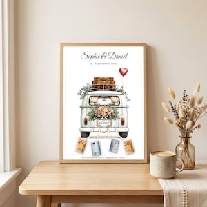Geldgeschenk Hochzeit personalisiert | VW Bulli Camper Poster | Geldgeschenk Brautpaar | Digitaler Download A4 A3 image 3