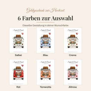Geldgeschenk Hochzeit personalisiert | VW Bulli Camper Poster | Geldgeschenk Brautpaar | Digitaler Download A4 A3 image 5