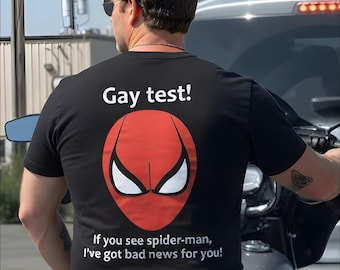 Maglietta Gay Test Spiderman, maglietta con grafica divertente con illusione ottica, maglietta parodia umoristica, regalo per fan di film e meme, maglietta unisex
