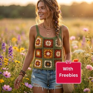 Boho Granny Square Crochet Top Pattern (PDF Download)