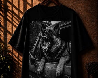 Angry German Shepherd Shirt, Comfort Colors Tee, Aggressive Dog Shirt, Black and White German Shepherd, Realistic Dog Lover Gift