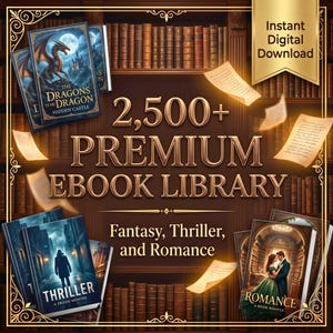 2500+ Premium Fiction Ebook Library Digital Bundle | Fantasy Romance Thriller MOBI Novels Instant Download Complete Book Archive